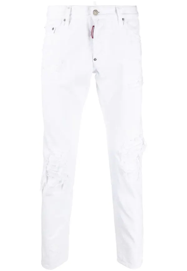 Dsquared2 skinny-jeans med slitning - Vit