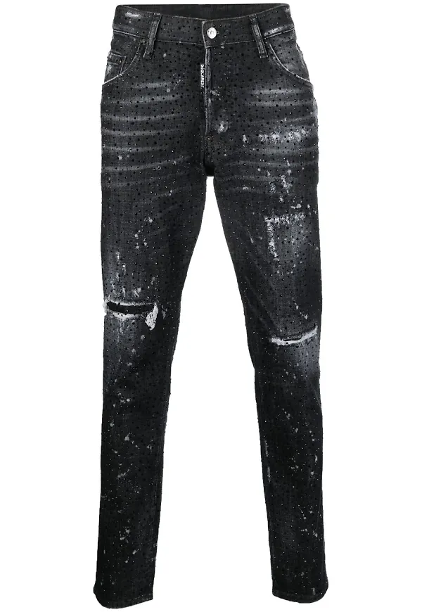 Dsquared2 skinny-jeans med strass - Svart