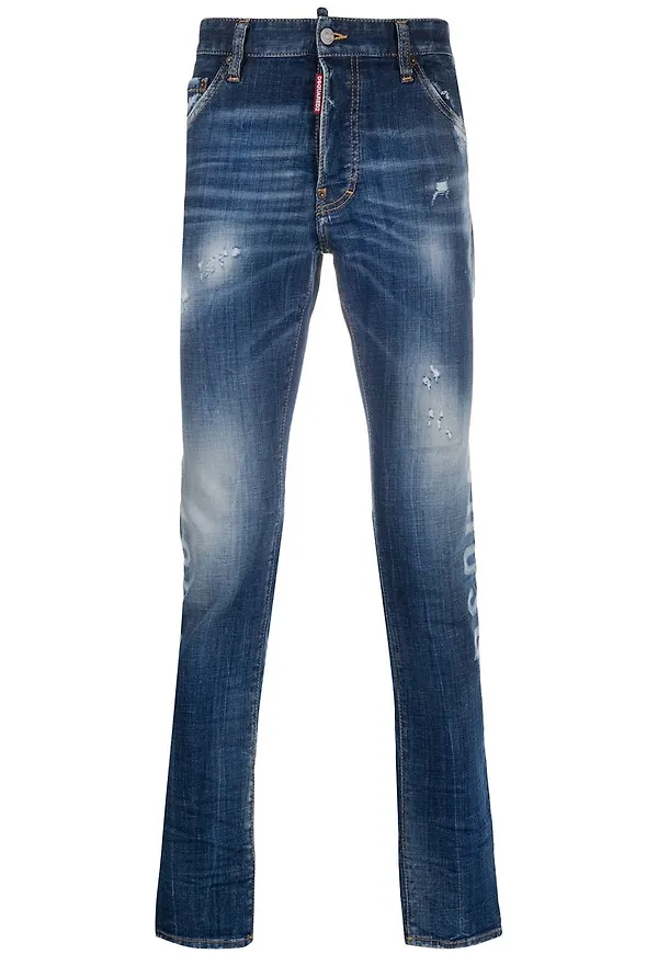 Dsquared2 skinny-jeans med tryck - Blå