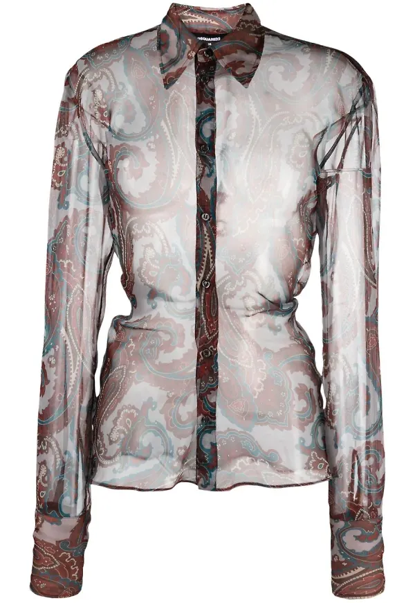 Dsquared2 skir paisleymönstrad skjorta - Brun