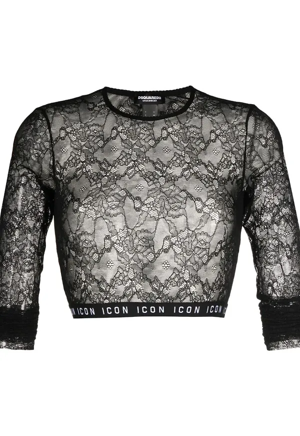 Dsquared2 skir topp med spetsbrodyr - Svart