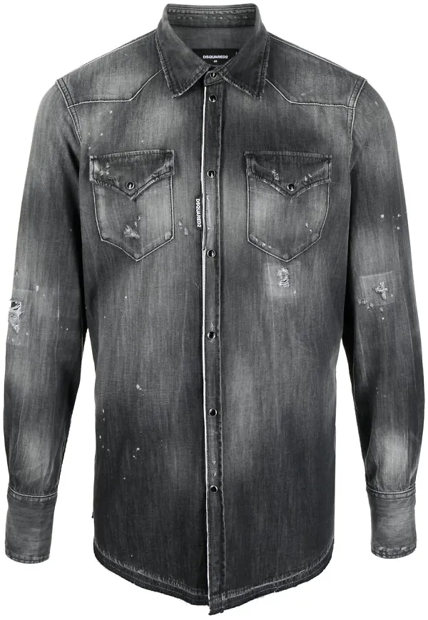 Dsquared2 skjorta med blekt effekt - Svart