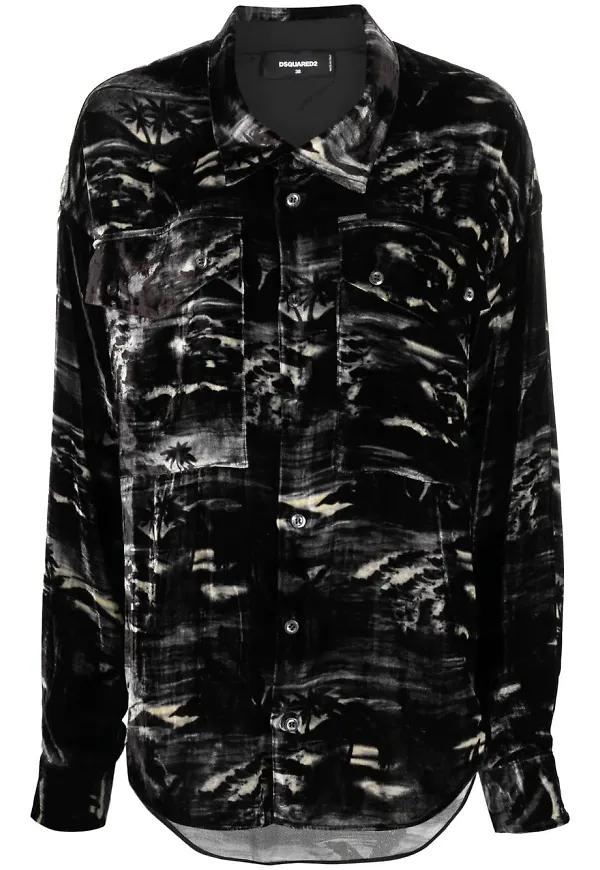 Dsquared2 skjorta med palmtryck - Svart