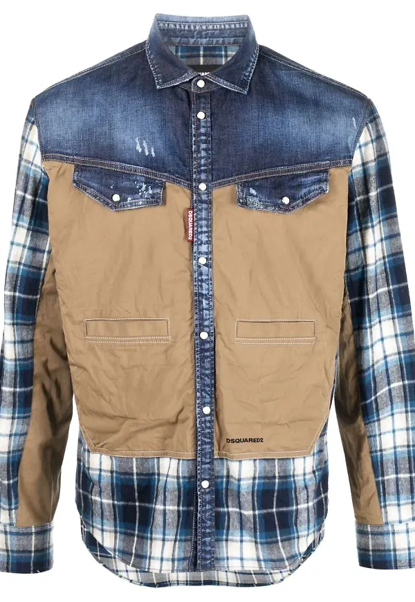 Dsquared2 skjorta med panel - Blå