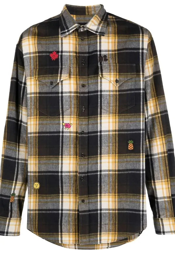 Dsquared2 skotskrutig skjorta med broderad detalj - Brun
