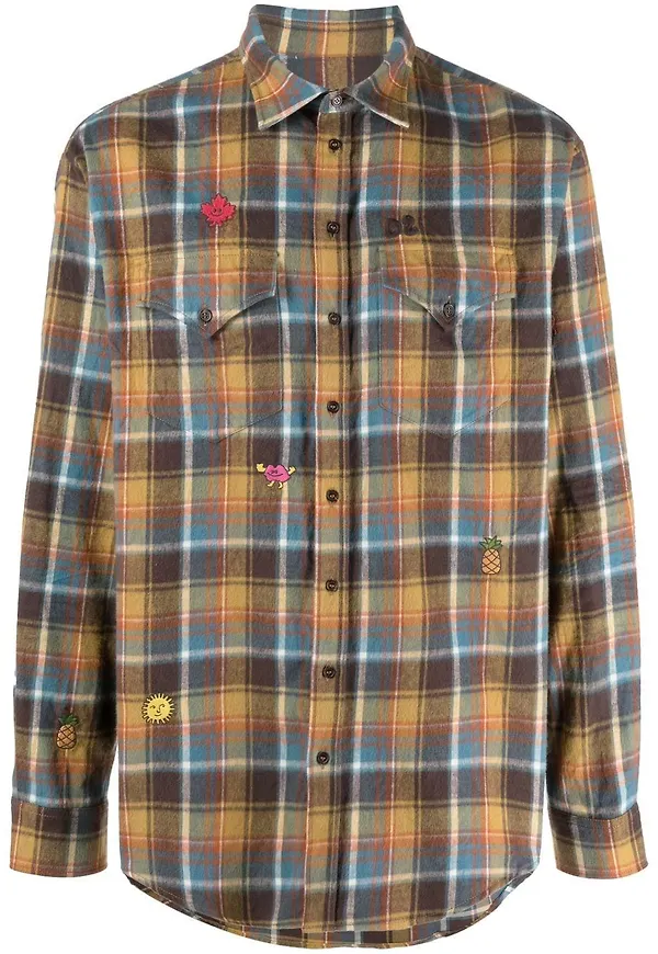 Dsquared2 skotskrutig skjorta med broderad detalj - Brun