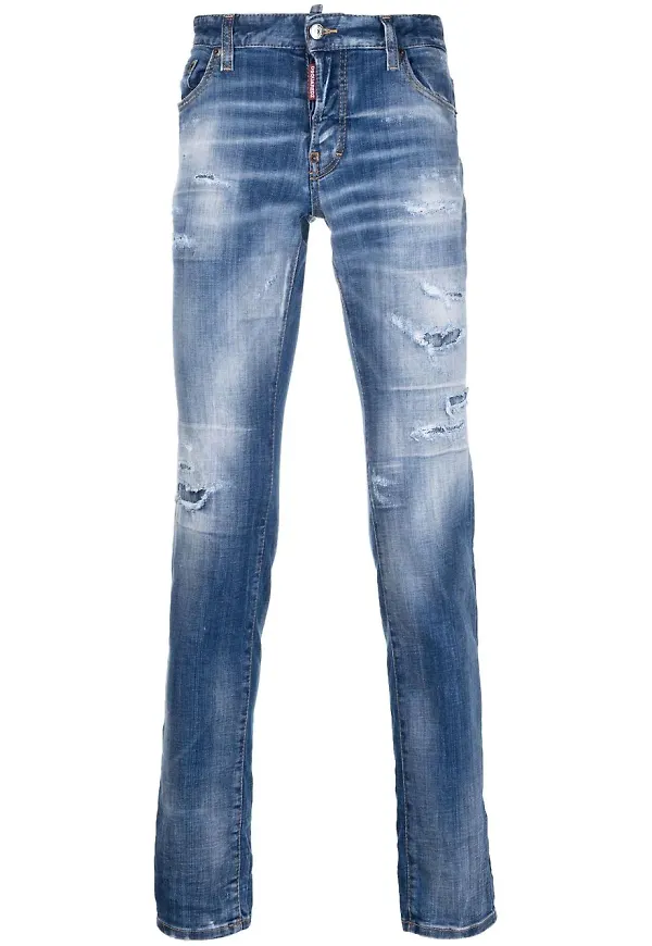 Dsquared2 slim-jeans med sliten finish - Blå