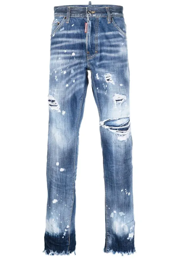 Dsquared2 slim-jeans med sliten finish - Blå