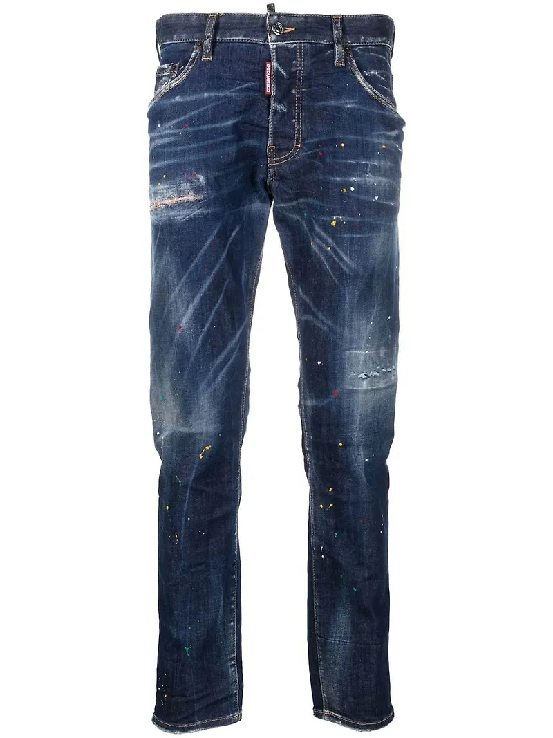 Dsquared2 slim fit-jeans med färgstänk - Blå