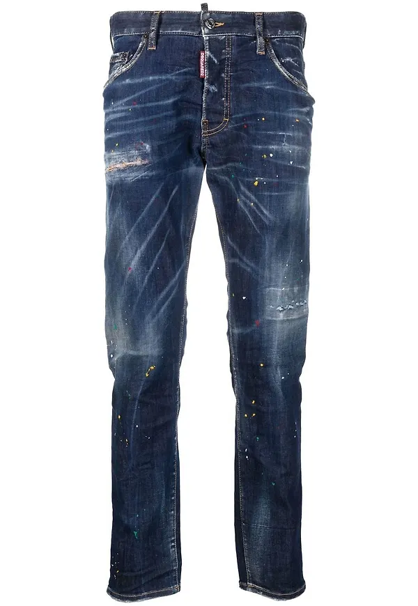 Dsquared2 slim fit-jeans med färgstänk - Blå