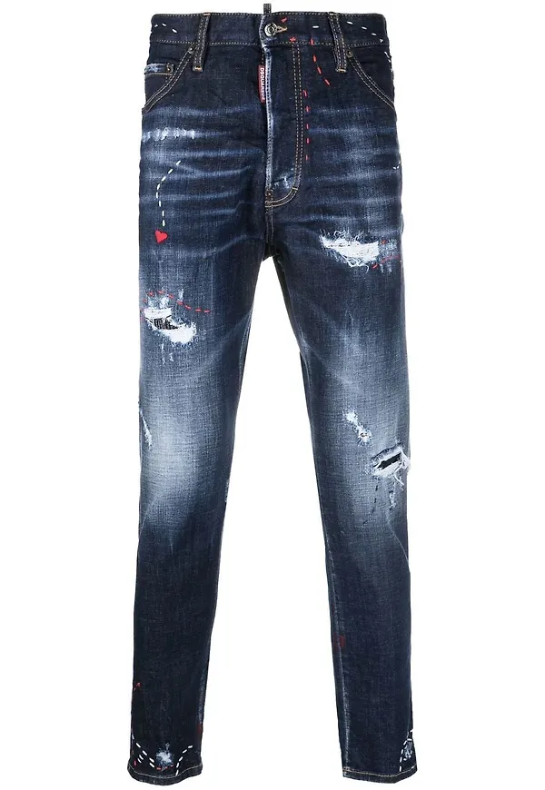 Dsquared2 slim fit-jeans med slitning - Blå