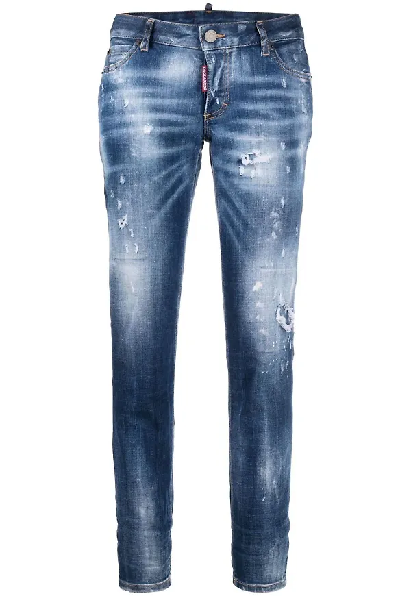 Dsquared2 slim fit-jeans med slitning - Blå