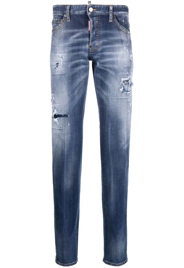 Dsquared2 slim fit-jeans med slitning - Blå