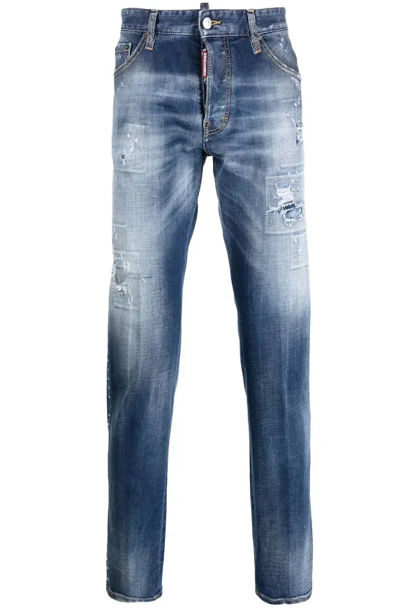 Dsquared2 slim fit-jeans med slitning - Blå