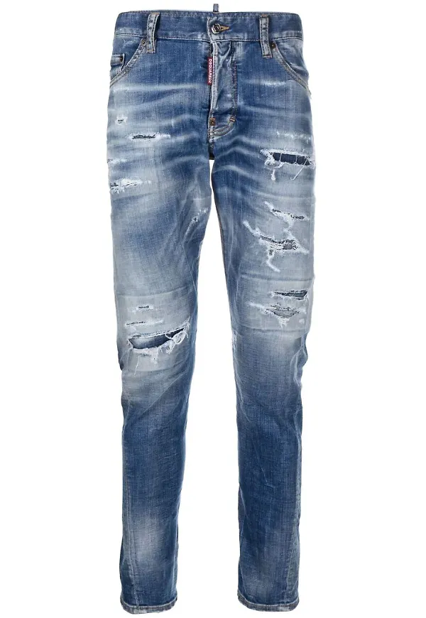 Dsquared2 slim fit-jeans med slitning - Blå