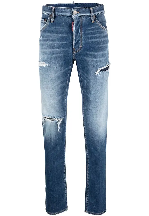 Dsquared2 slim fit-jeans med slitning - Blå