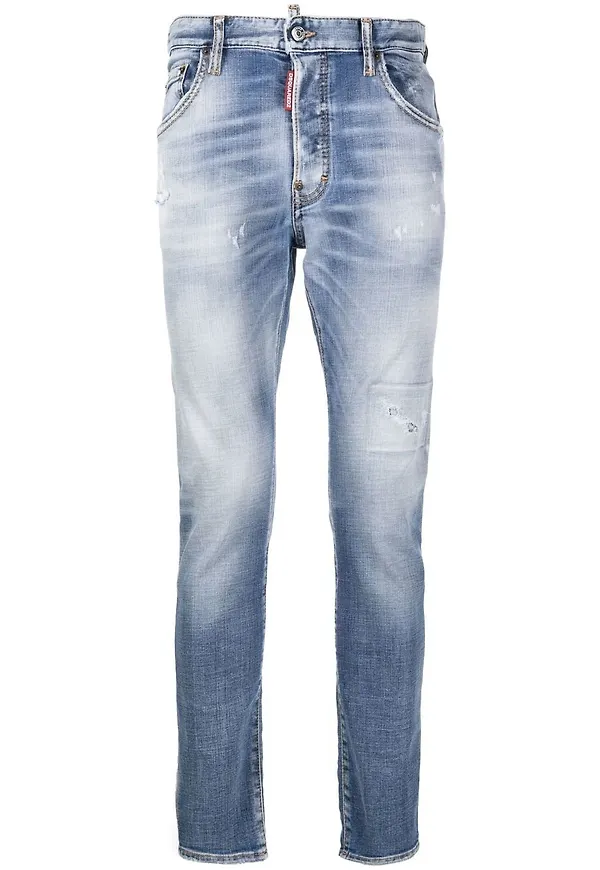 Dsquared2 slim fit-jeans med slitning - Blå