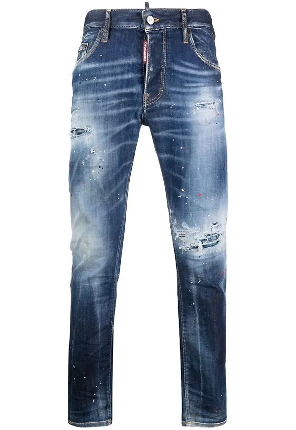 Dsquared2 slim fit-jeans med slitning - Blå