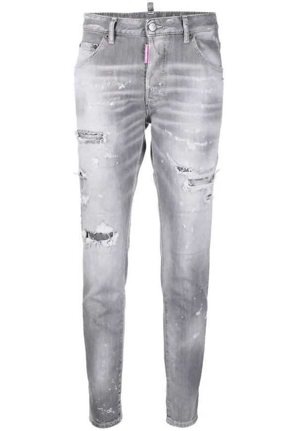 Dsquared2 slim fit-jeans med slitning - Grå