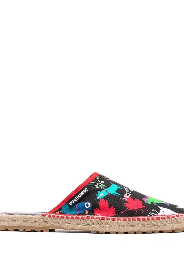 Dsquared2 slip on-espadrillos med brodyr - Svart