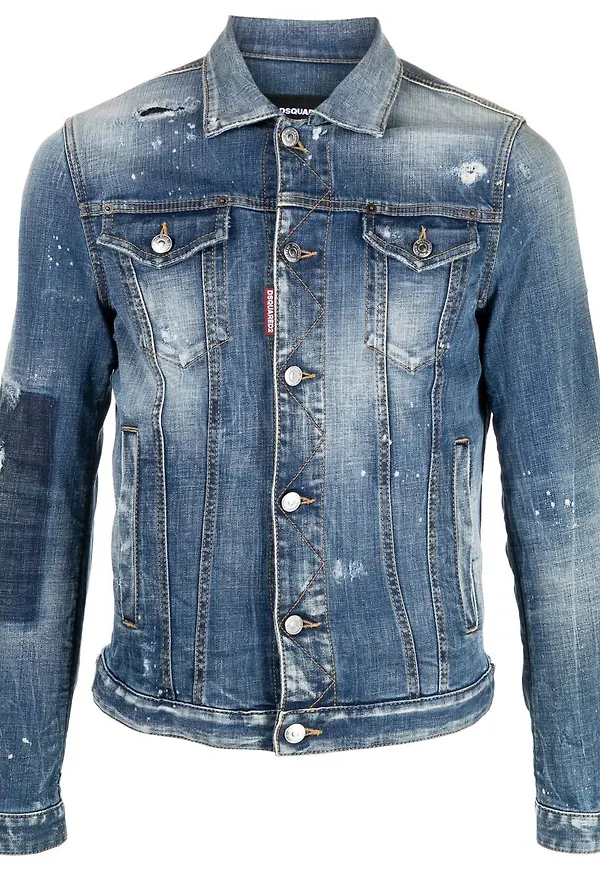 Dsquared2 sliten jeansjacka - Blå