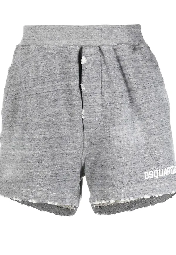 Dsquared2 slitna bomullsshorts - Grå