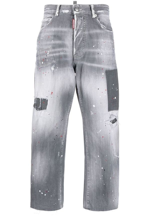 Dsquared2 slitna jeans med färgstänk - Grå