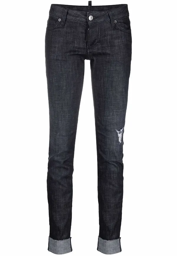 Dsquared2 slitna jeans med logotypplakett - Svart