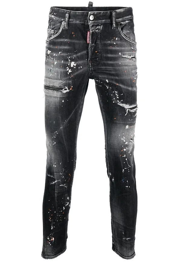 Dsquared2 slitna skinny-jeans med färgstänk - Grå