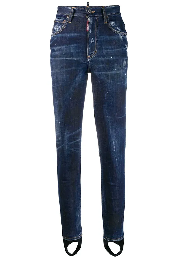 Dsquared2 smala jeans med slitning - Blå