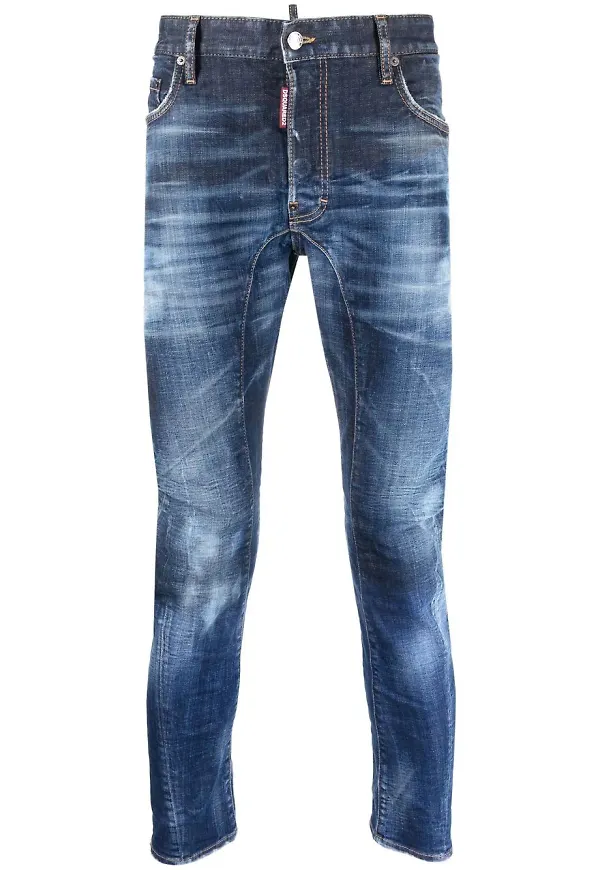Dsquared2 smala jeans med slogan - Blå