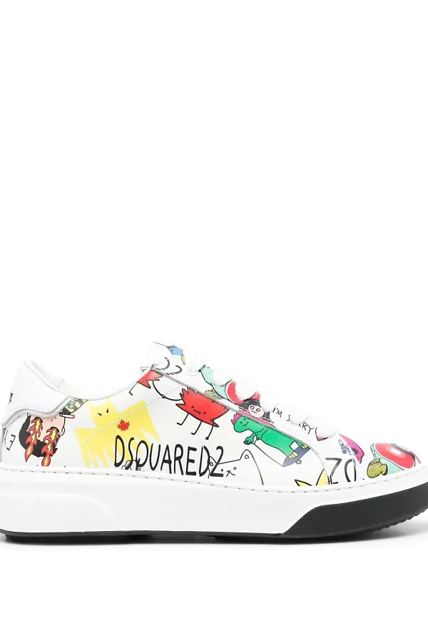 Dsquared2 sneakers med grafiskt tryck - Vit