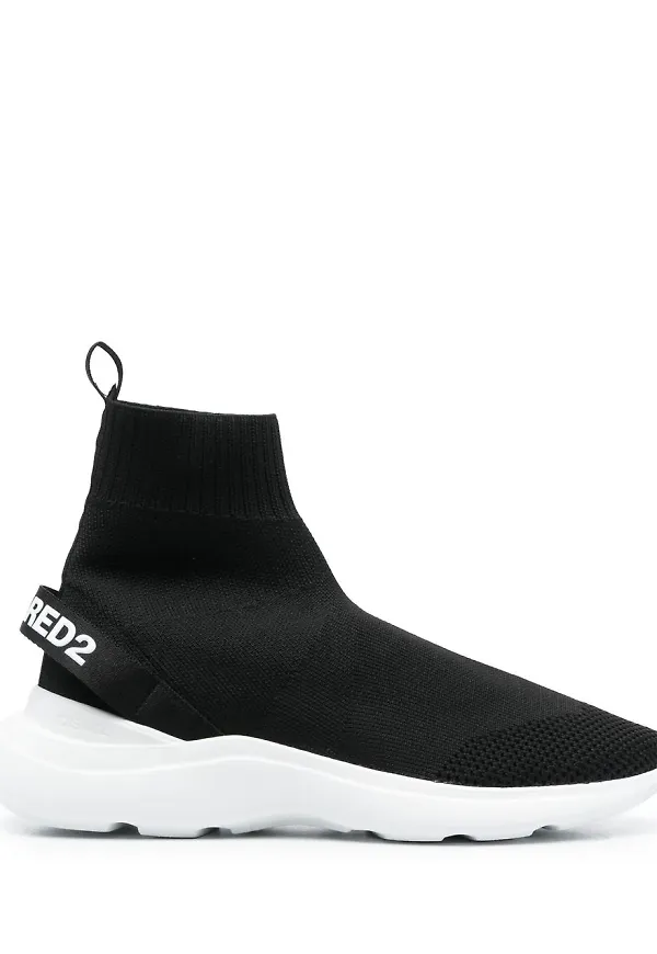 Dsquared2 sock-style logo-print sneakers - Svart