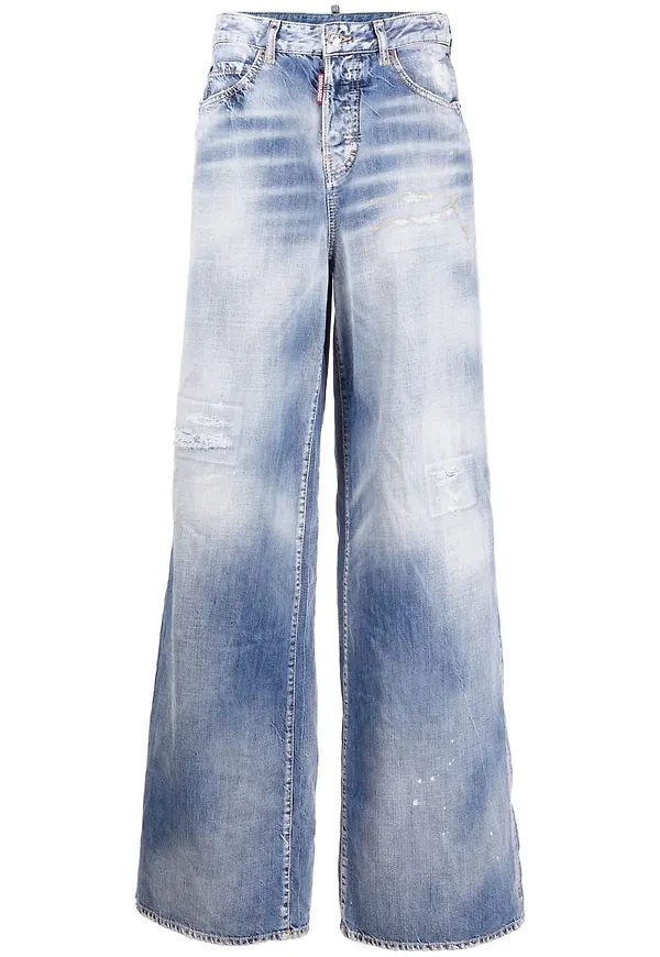Dsquared2 solblekta wide leg-jeans - Blå