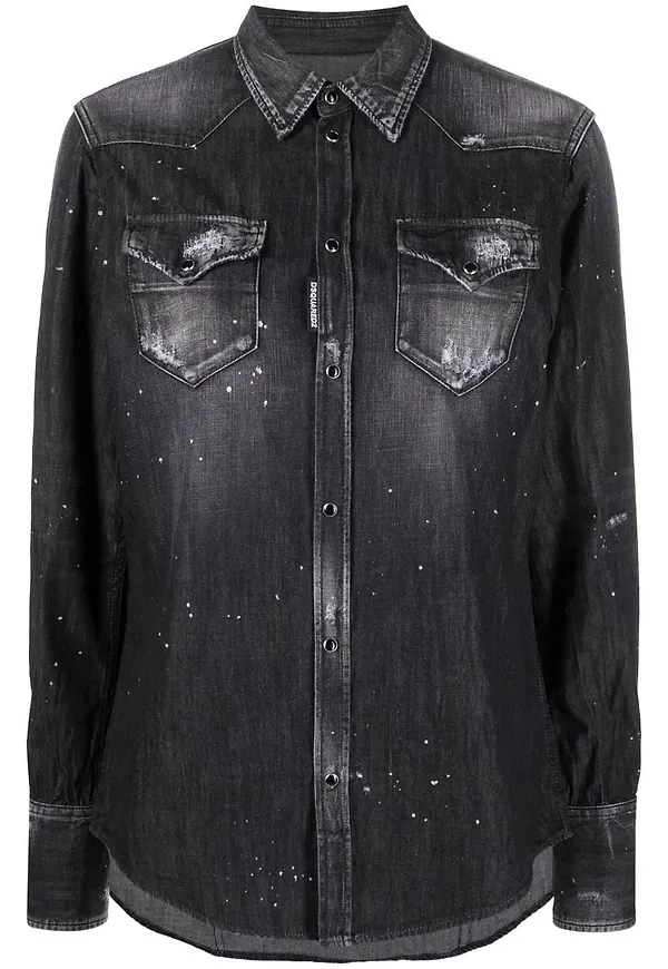 Dsquared2 Splatter jeansskjorta - Svart