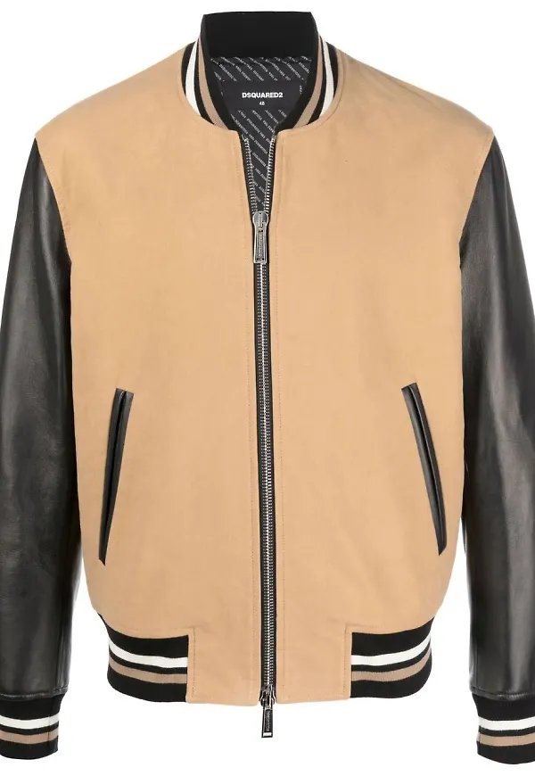 Dsquared2 sportjacka med läder-ärm - Neutral