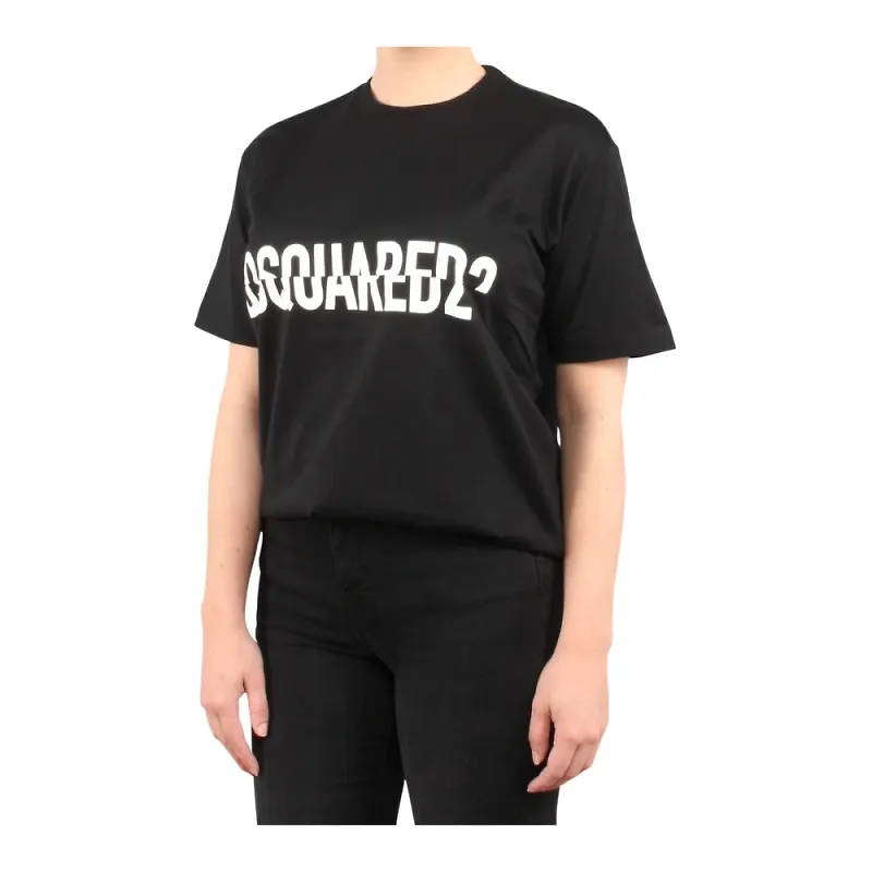 Dsquared2 Staggered Logo Print T-shirt Svart, Dam