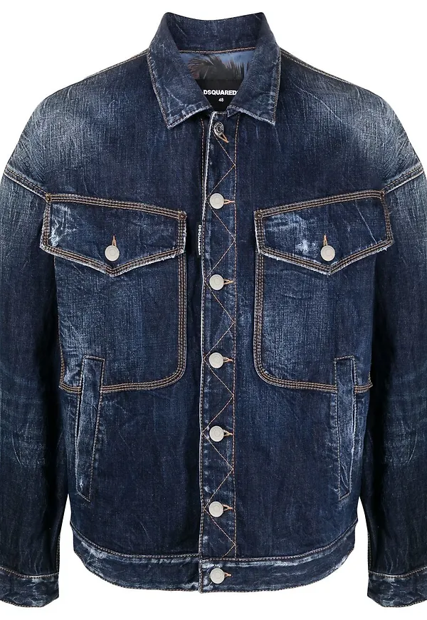 Dsquared2 stentvättad jeansjacka - Blå