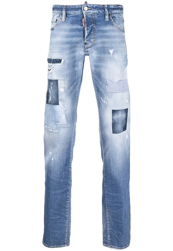 Dsquared2 stentvättade jeans med slitning - Blå