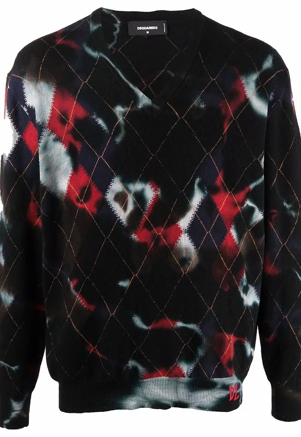 Dsquared2 stickad argylemönstrad tröja - Svart