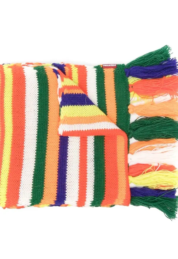 Dsquared2 stickad halsduk med tofs - Orange
