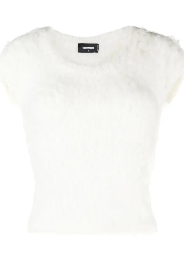 Dsquared2 stickad kortärmad t-shirt - Vit