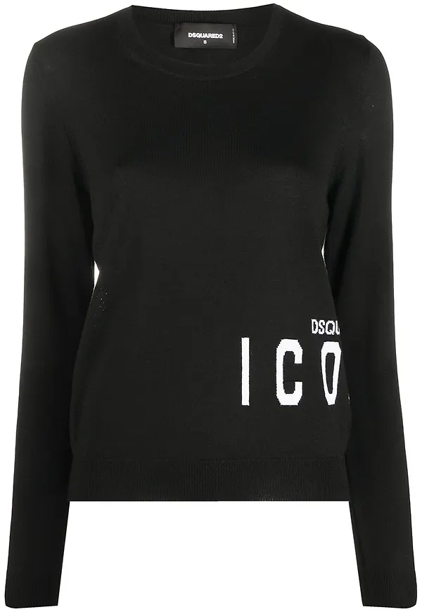 Dsquared2 stickad tröja i jacquard - Svart