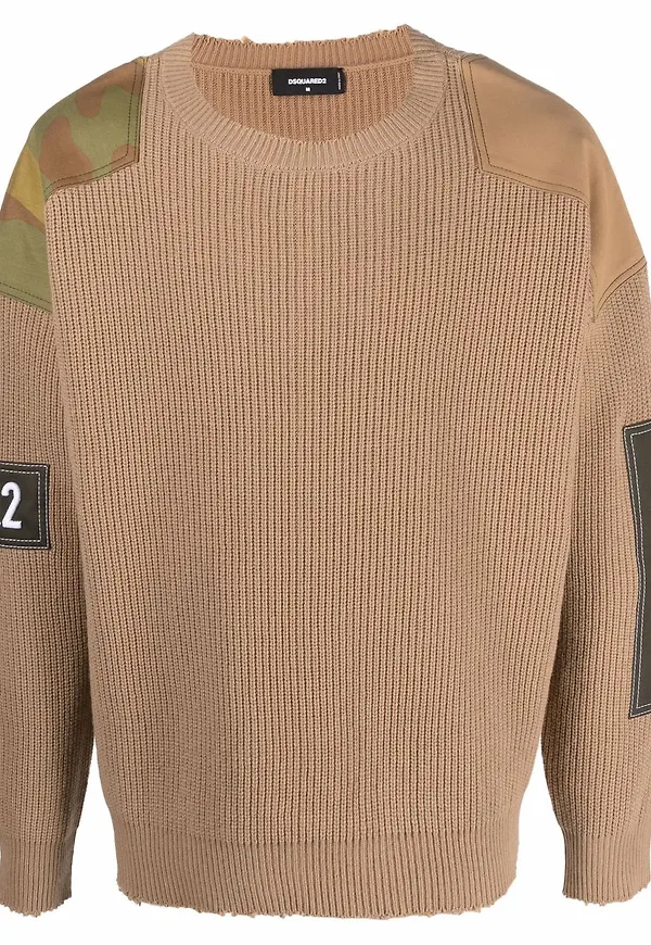 Dsquared2 stickad tröja med lappmärke - Neutral