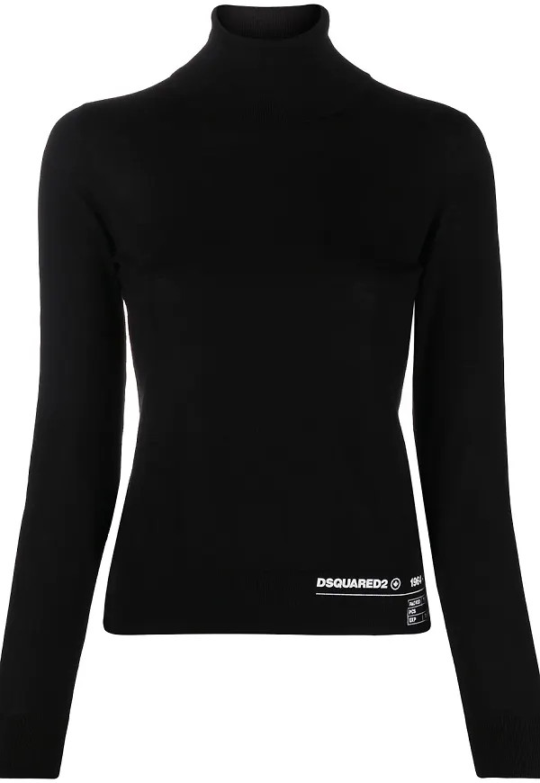 Dsquared2 stickad tröja med rullkrage - Svart