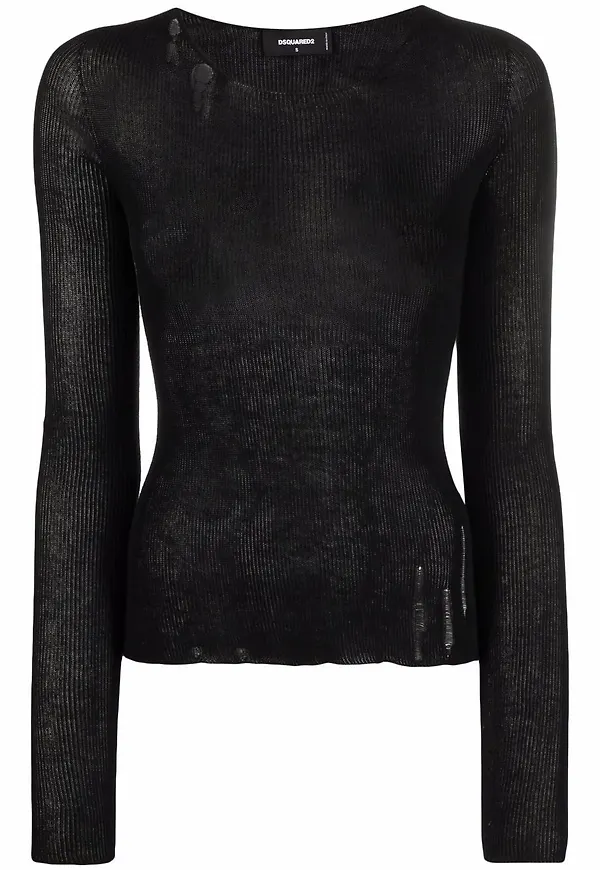 Dsquared2 stickad tröja med slitning - Svart