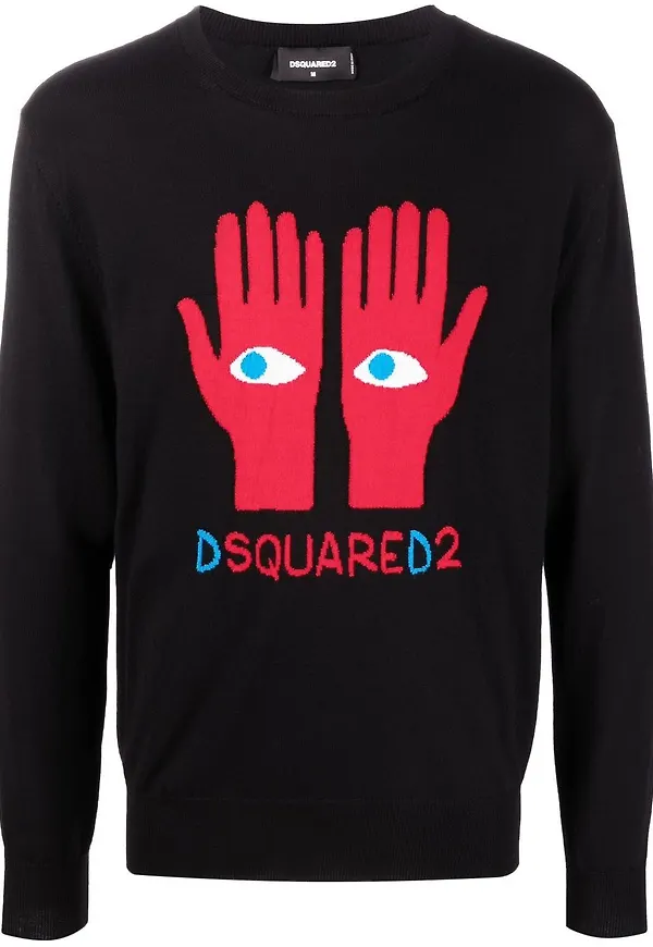 Dsquared2 stickad tröja med ögon - Svart