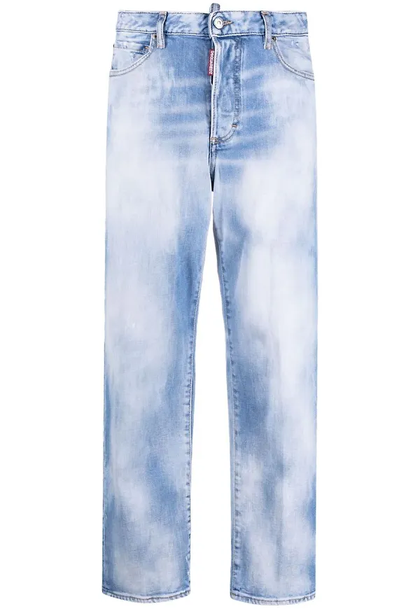 Dsquared2 straight-jeans med blekt effekt - Blå