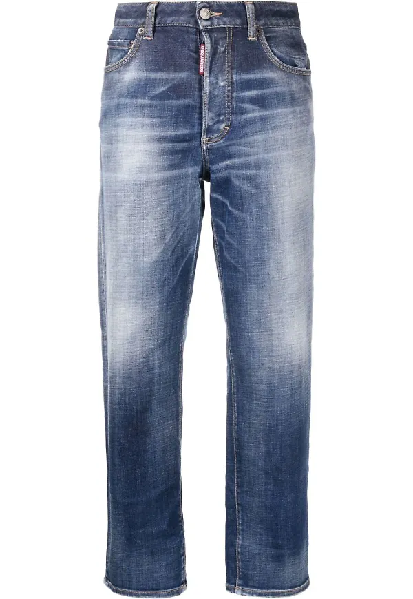 Dsquared2 straight-jeans med blekt effekt - Blå