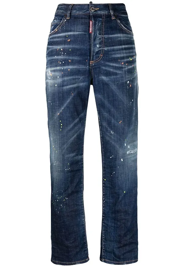 Dsquared2 straight-jeans med färgstänk - Blå